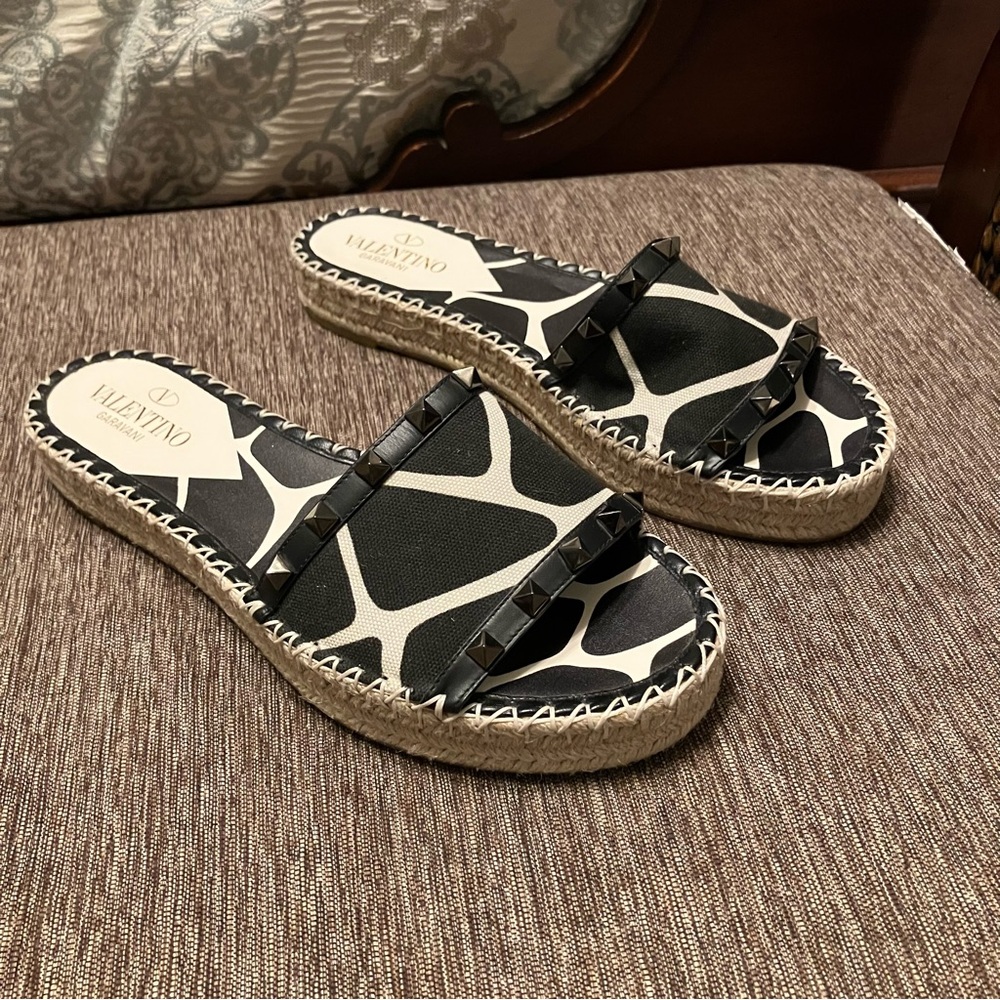VALENTINO GARAVANI Rockstud Slides 1966 Giraffe ESPADRILLE - Sz 9 (EU 39) Italy - Picture 3 of 16